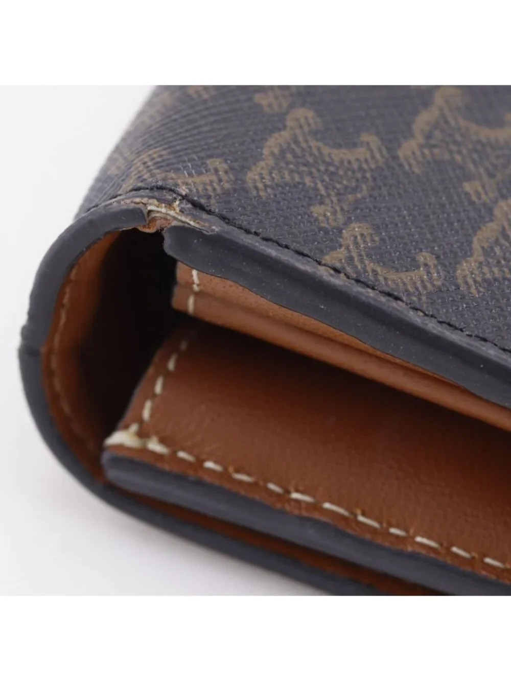 Celine Triomphe Large Flap Wallet Tan Black